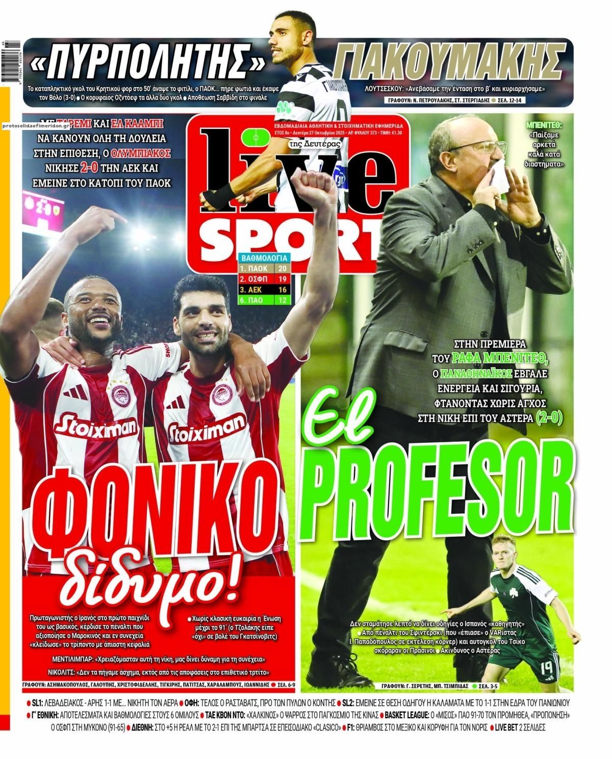 Πρωτοσέλιδο εφημερίδας Livesport