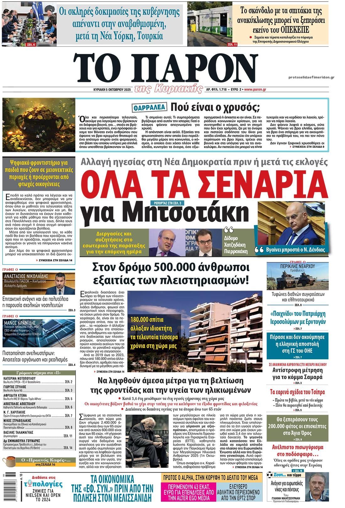 Πρωτοσέλιδο εφημερίδας Το Παρόν