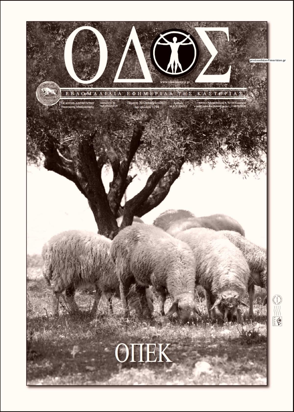 Πρωτοσέλιδο εφημερίδας Οδός Καστοριάς