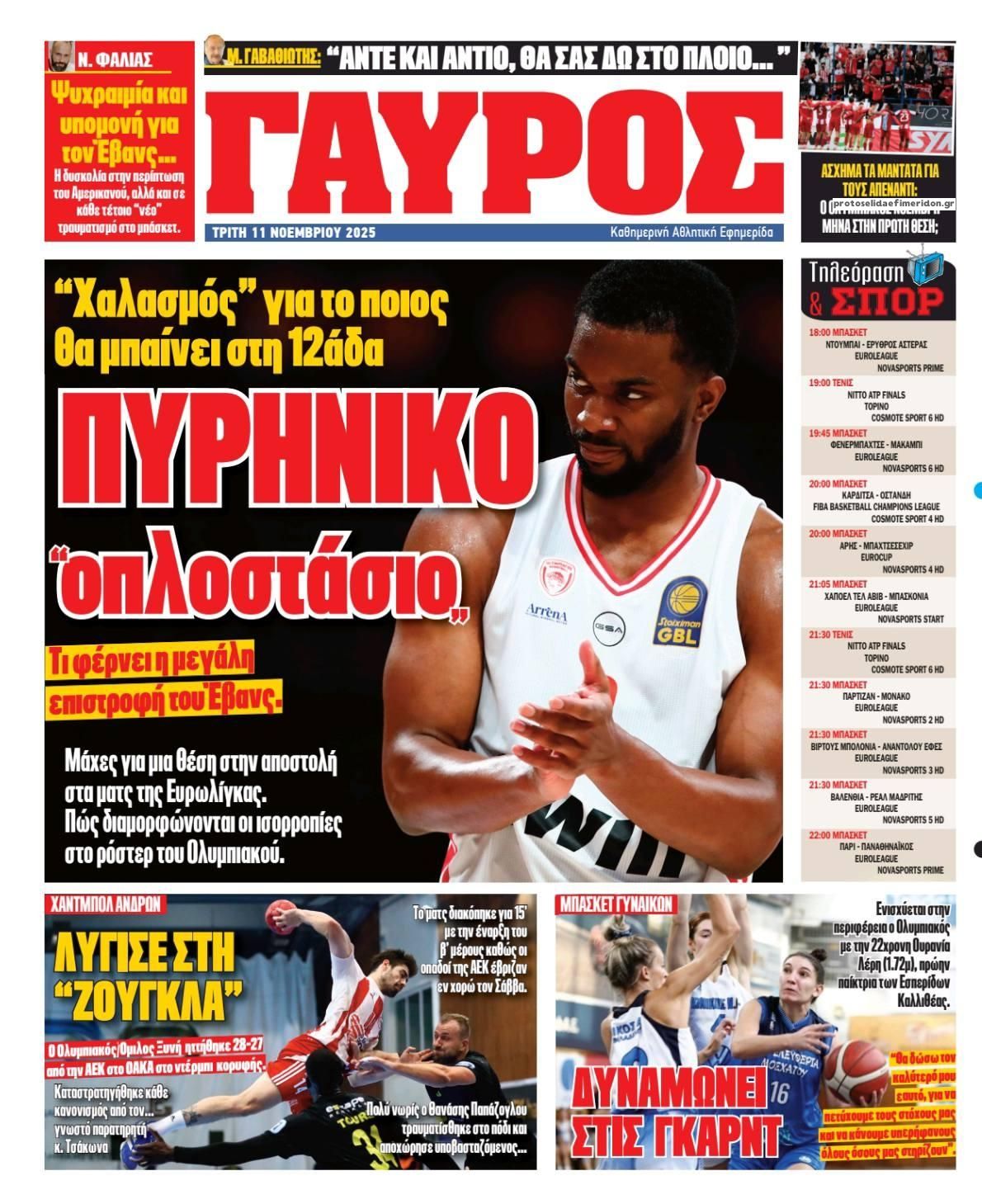 Οπισθόφυλλο εφημερίδας Κόκκινος Πρωταθλητής