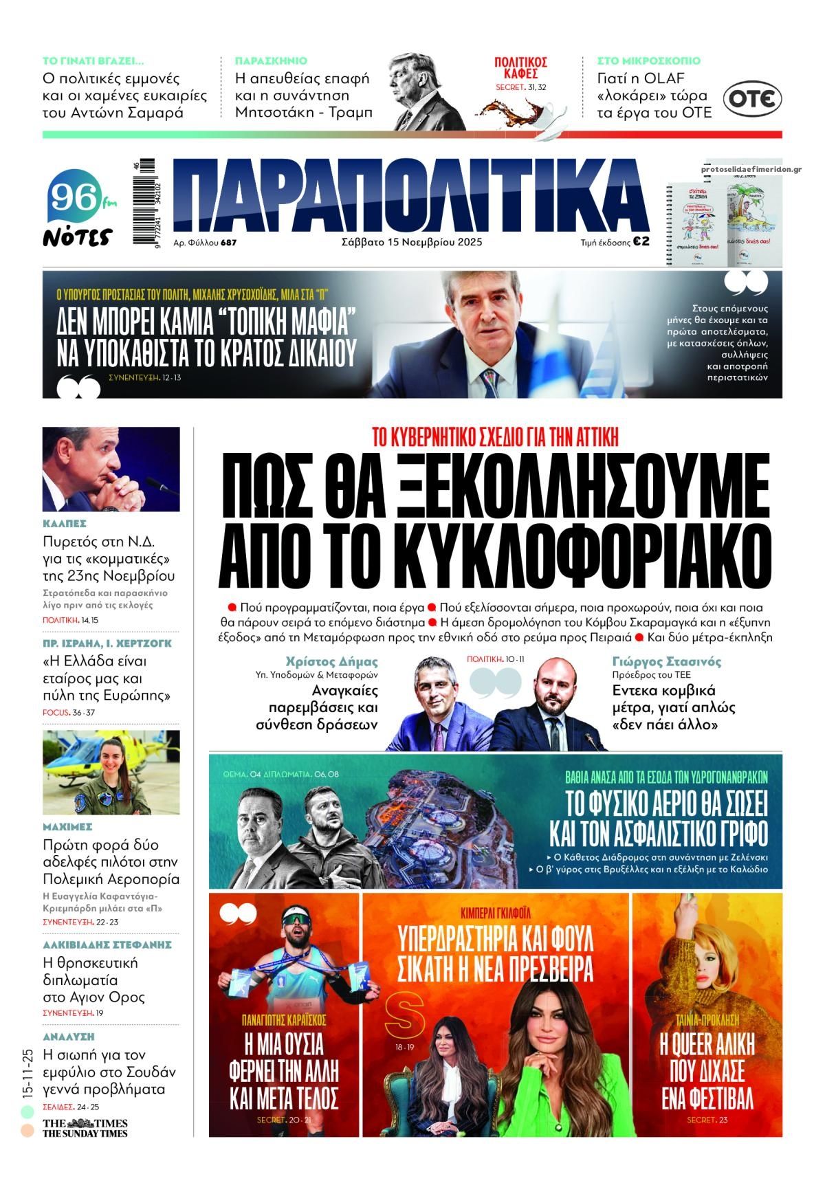 Πρωτοσέλιδο εφημερίδας Παραπολιτικά