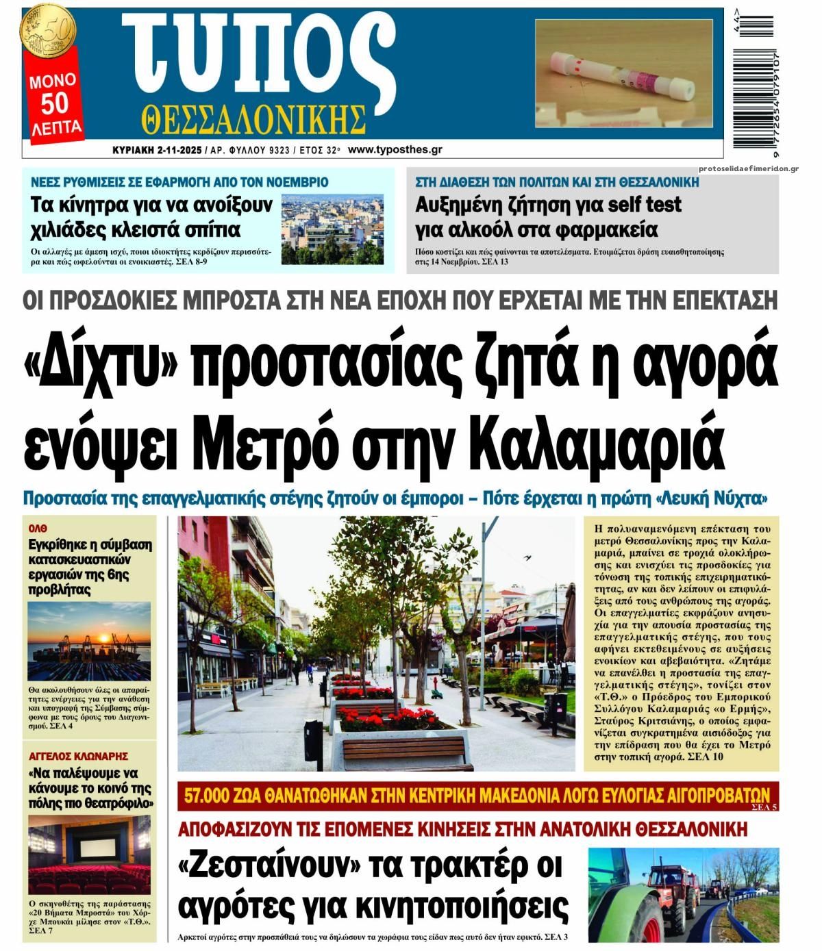 Πρωτοσέλιδο εφημερίδας Τύπος Θεσσαλονίκης