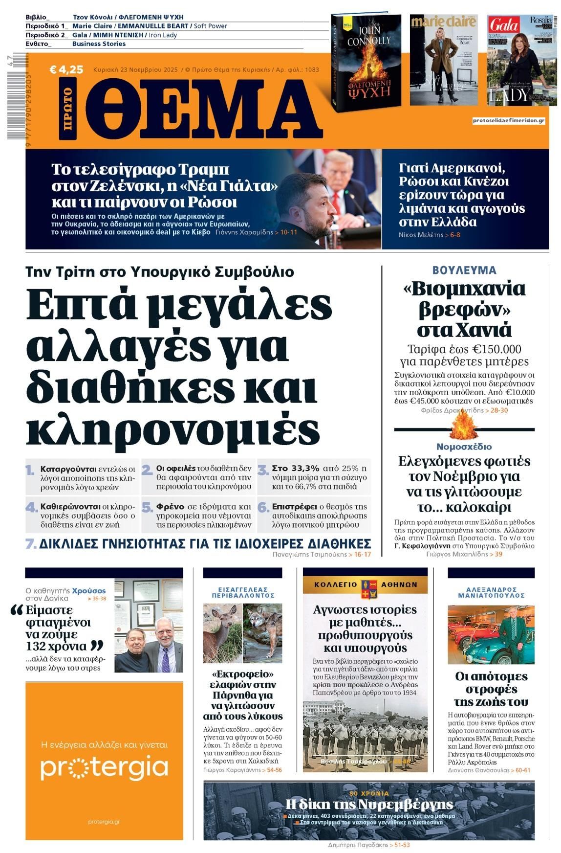 Πρωτοσέλιδο εφημερίδας Πρώτο Θέμα