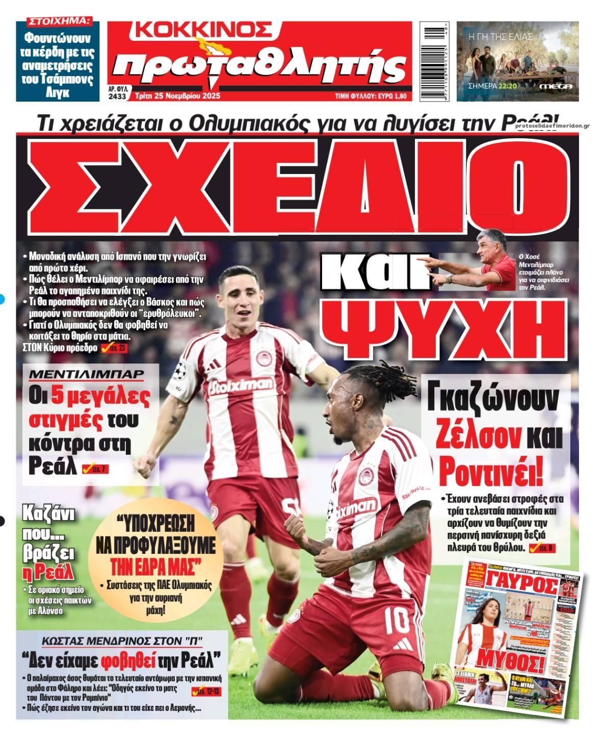 Πρωτοσέλιδο εφημερίδας Κόκκινος Πρωταθλητής