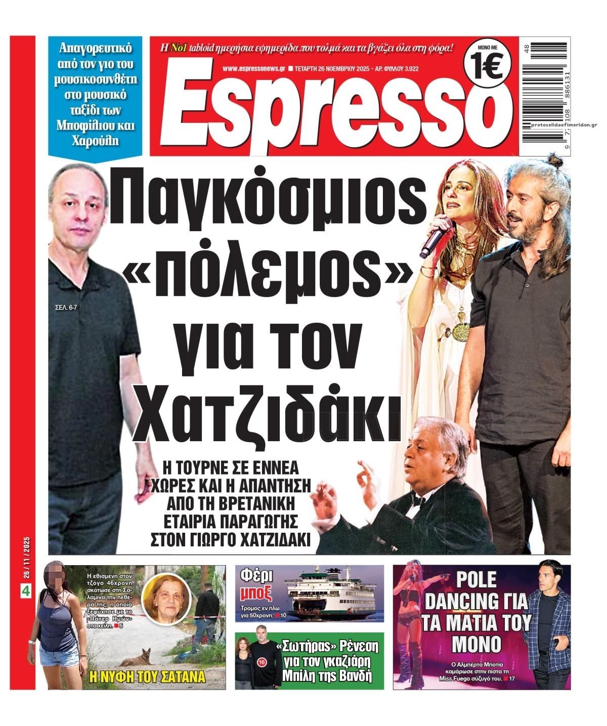 Πρωτοσέλιδο εφημερίδας Espresso
