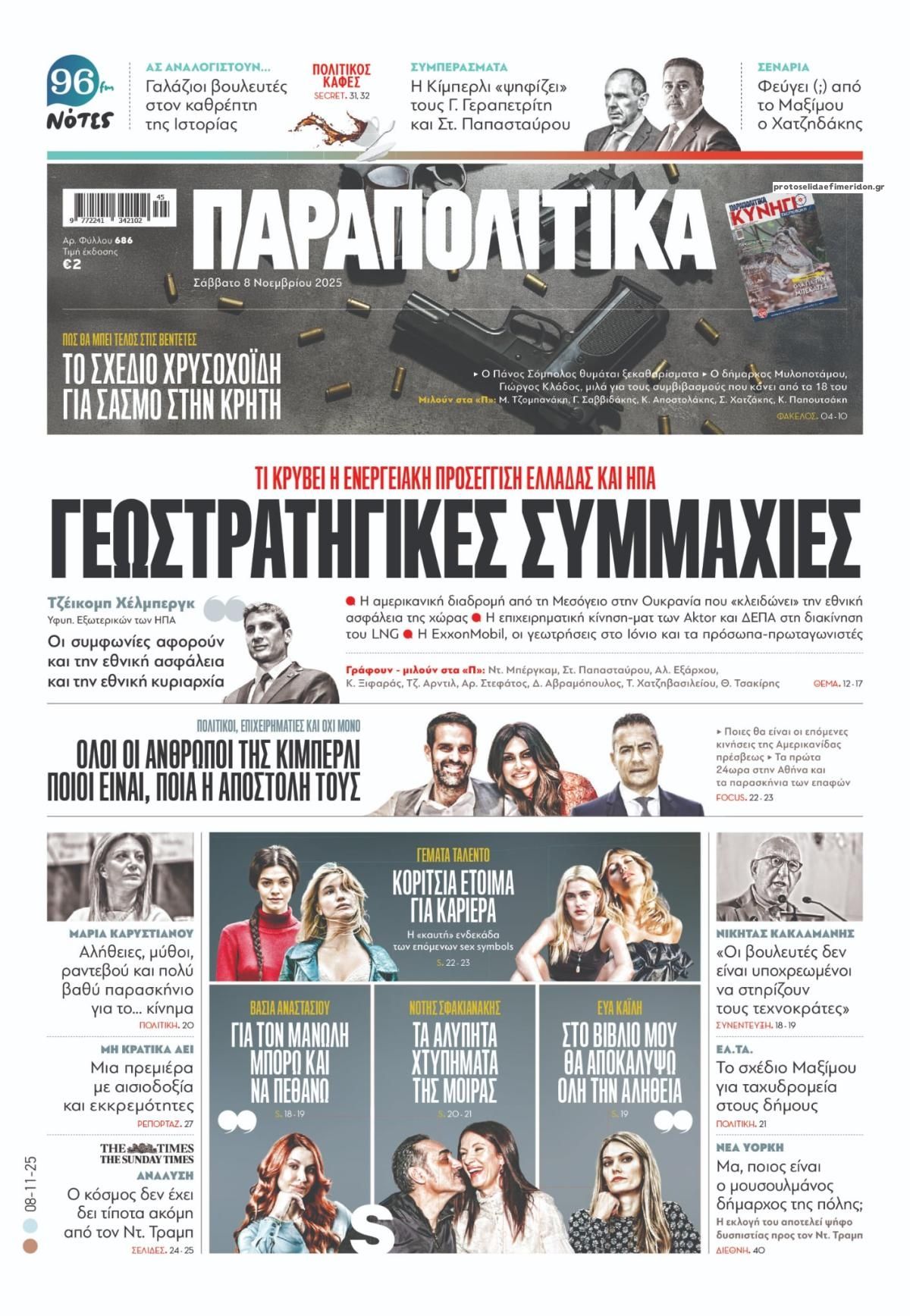 Πρωτοσέλιδο εφημερίδας Παραπολιτικά