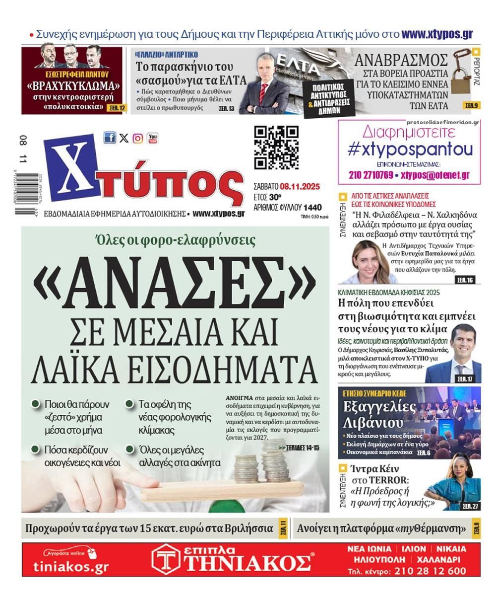 Πρωτοσέλιδο εφημερίδας Χτύπος