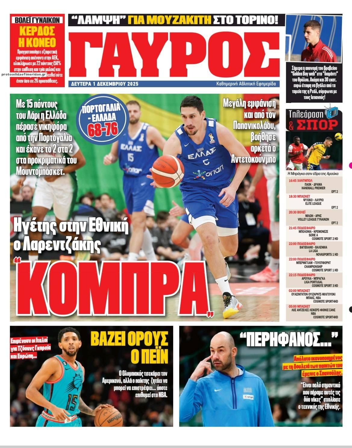 Οπισθόφυλλο εφημερίδας Κόκκινος Πρωταθλητής