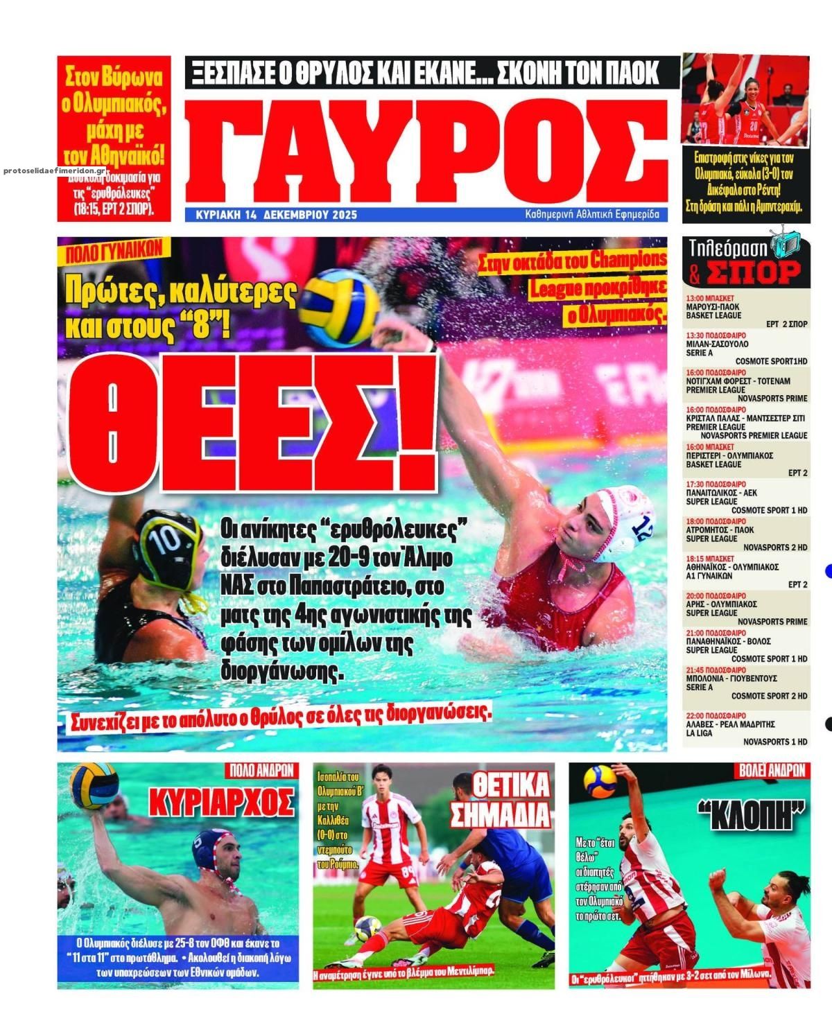 Οπισθόφυλλο εφημερίδας Κόκκινος Πρωταθλητής