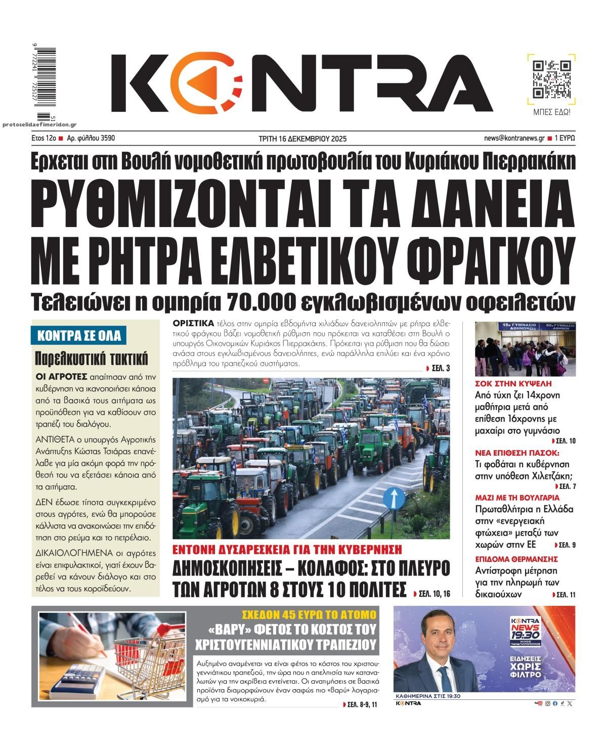 Πρωτοσέλιδο εφημερίδας Kontra News