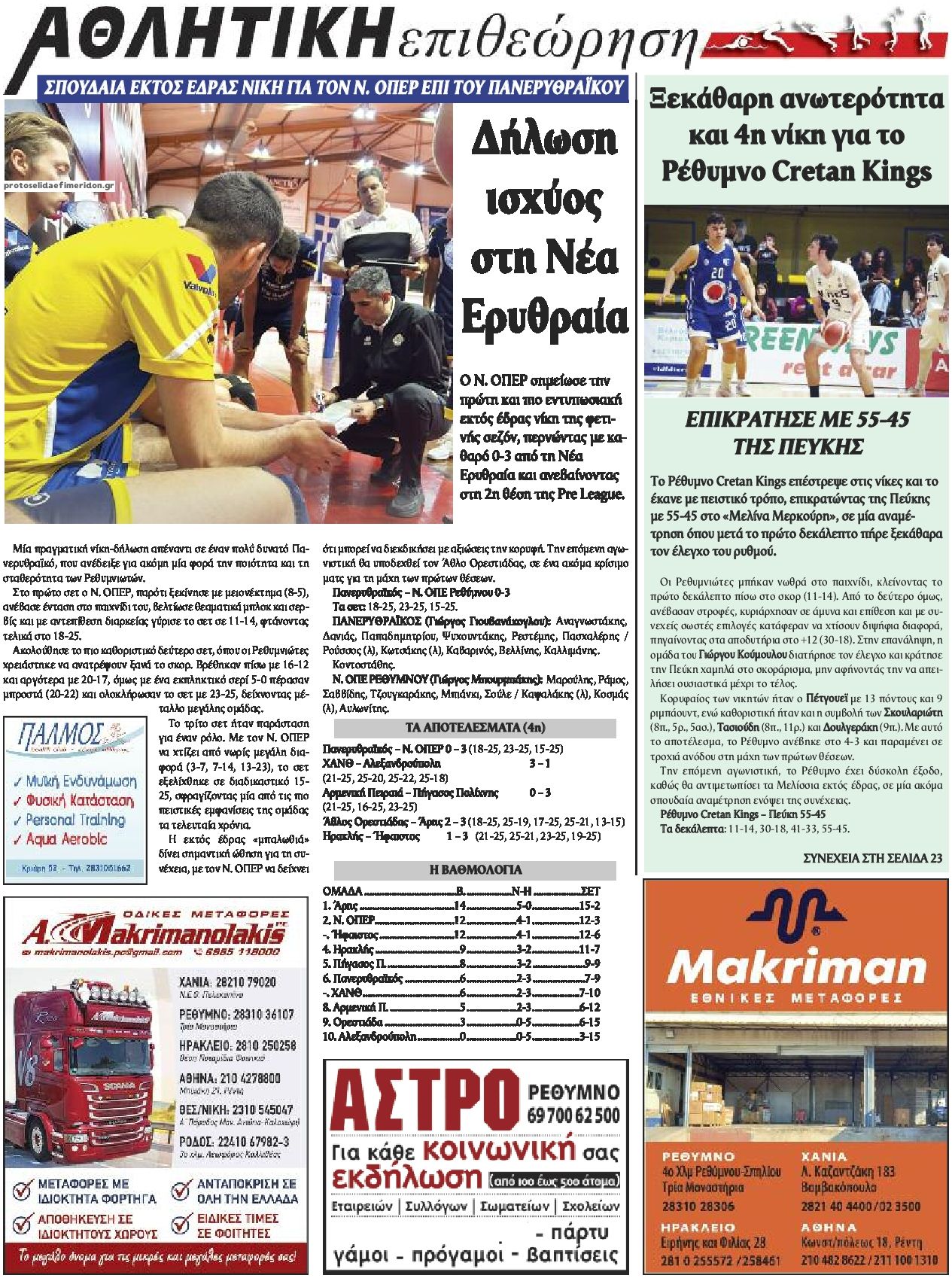 Οπισθόφυλλο εφημερίδας Κρητική Επιθεώρηση