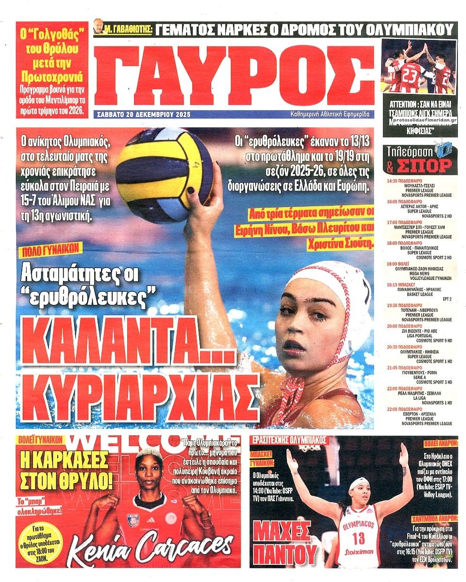 Οπισθόφυλλο εφημερίδας Κόκκινος Πρωταθλητής