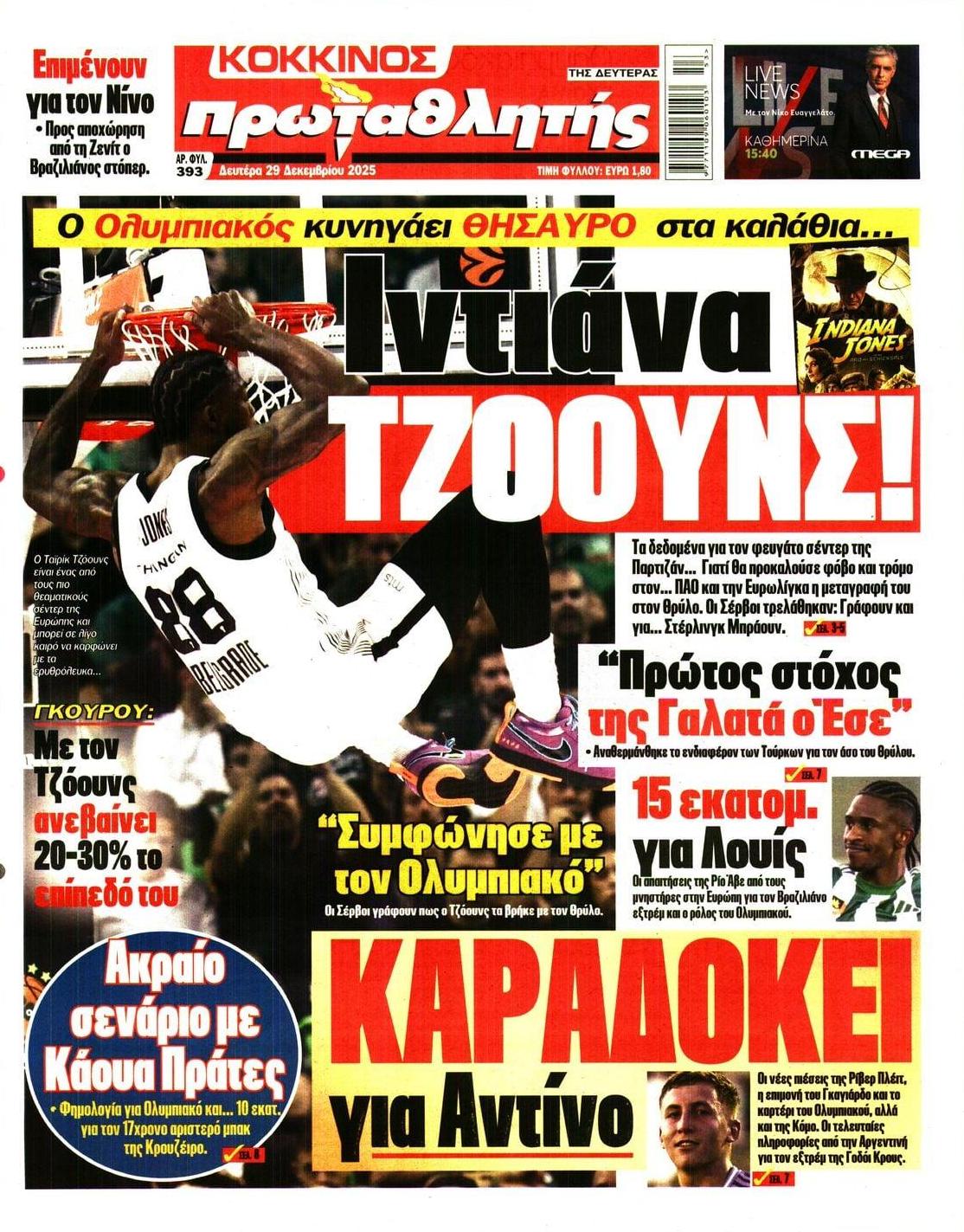 Πρωτοσέλιδο εφημερίδας Κόκκινος Πρωταθλητής