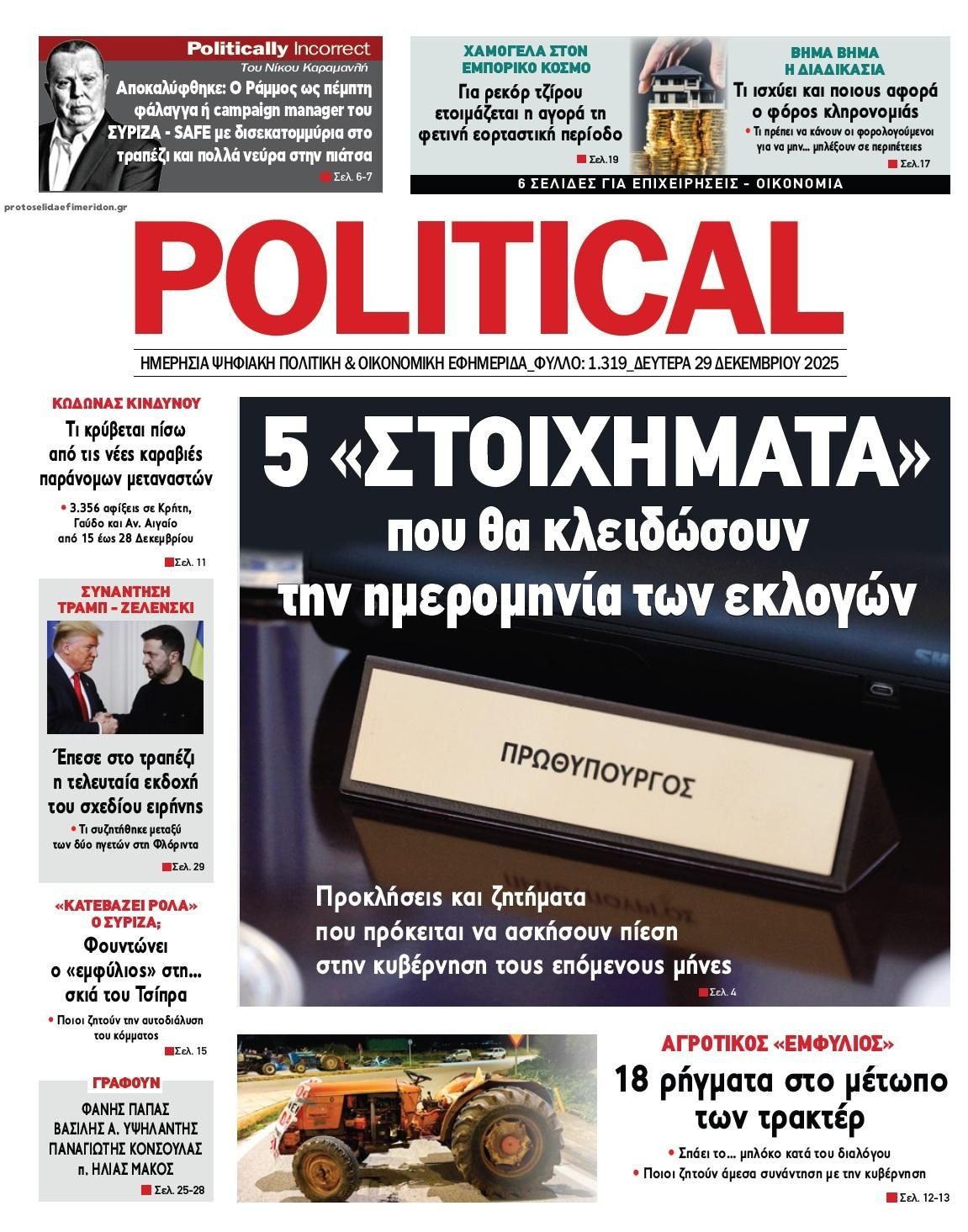 Πρωτοσέλιδο εφημερίδας Political