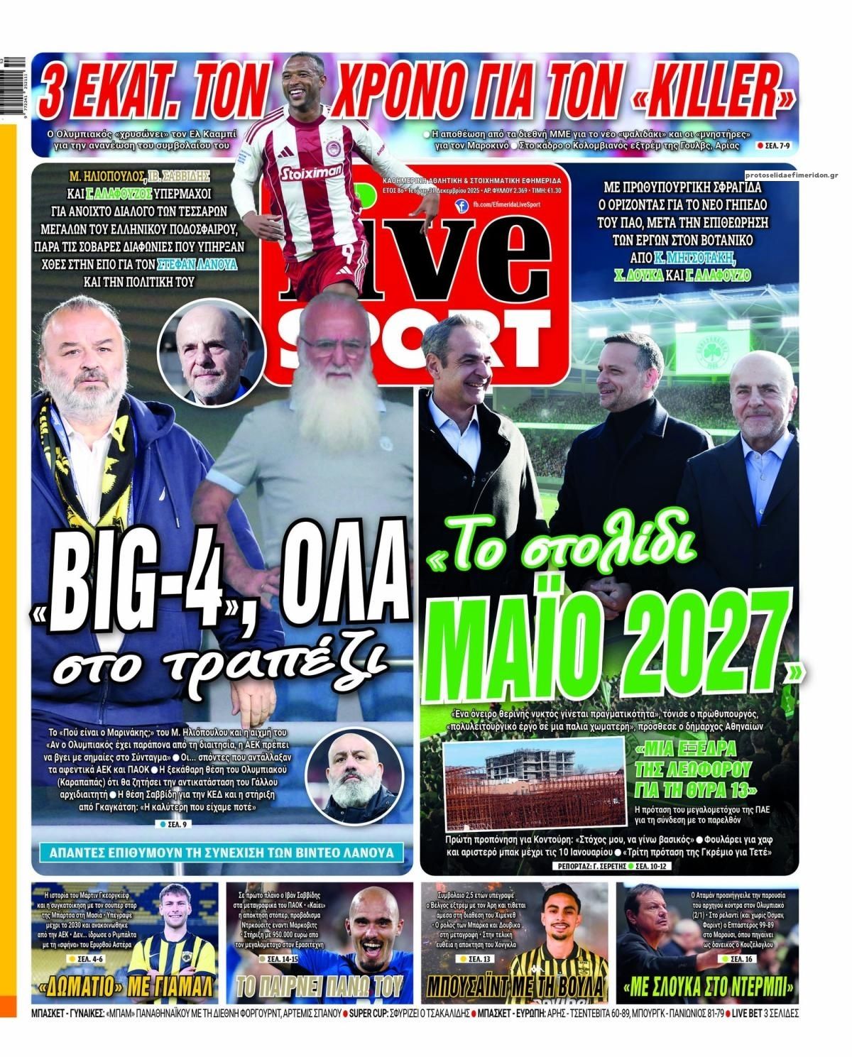 Πρωτοσέλιδο εφημερίδας Livesport