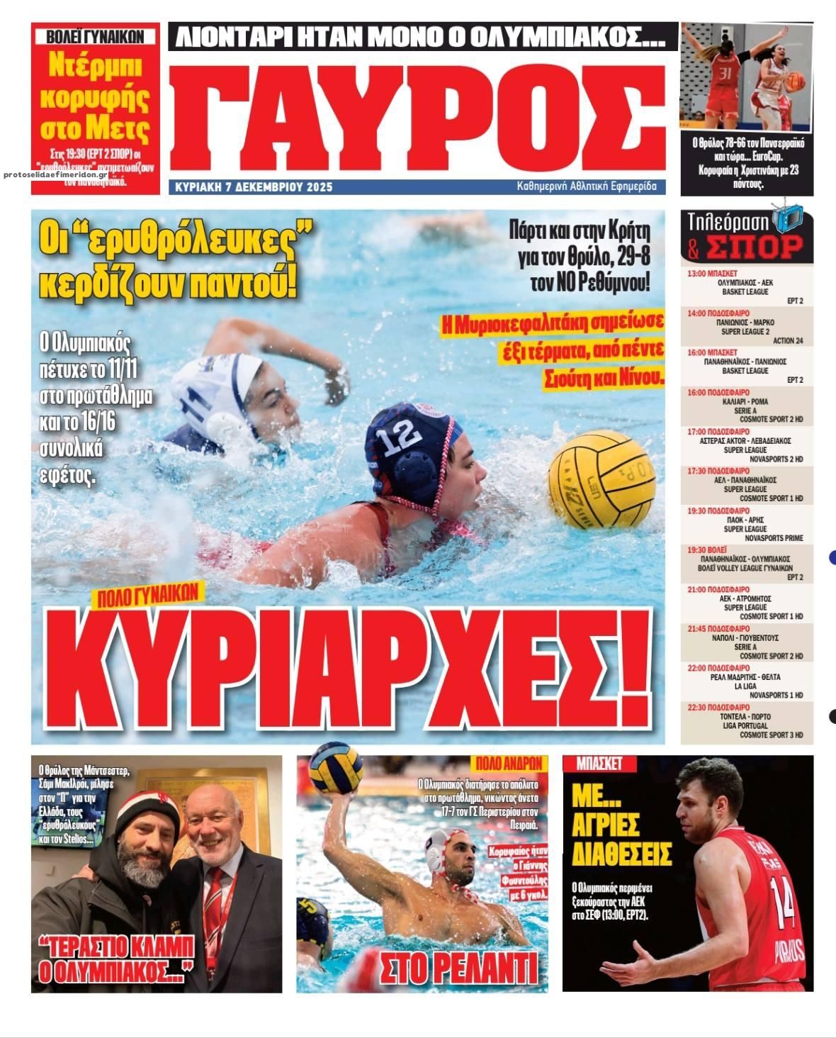 Οπισθόφυλλο εφημερίδας Κόκκινος Πρωταθλητής