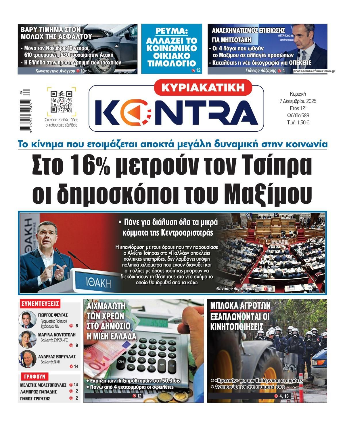 Πρωτοσέλιδο εφημερίδας Kontra News