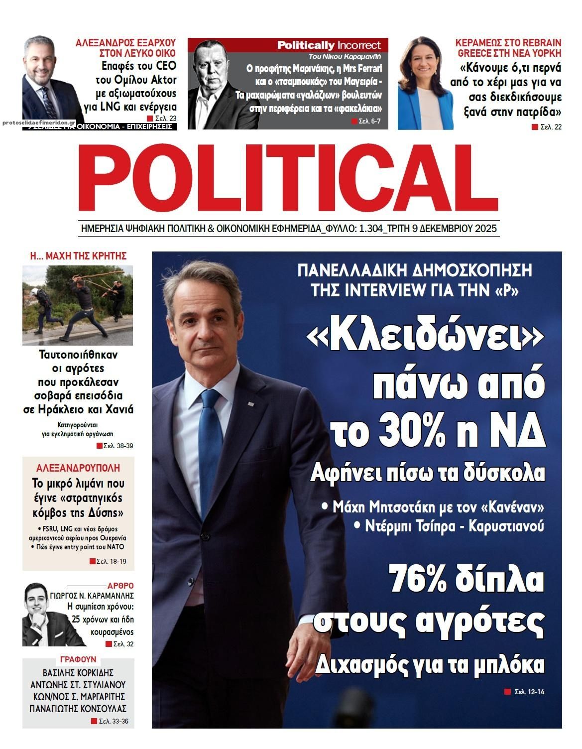 Πρωτοσέλιδο εφημερίδας Political