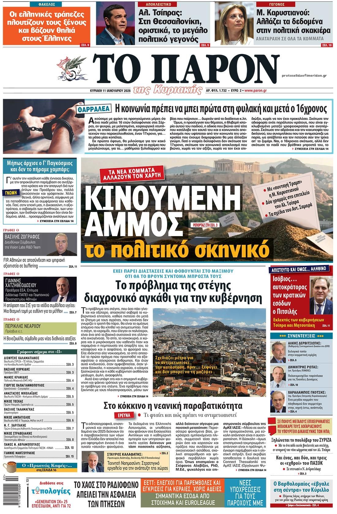 Πρωτοσέλιδο εφημερίδας Το Παρόν