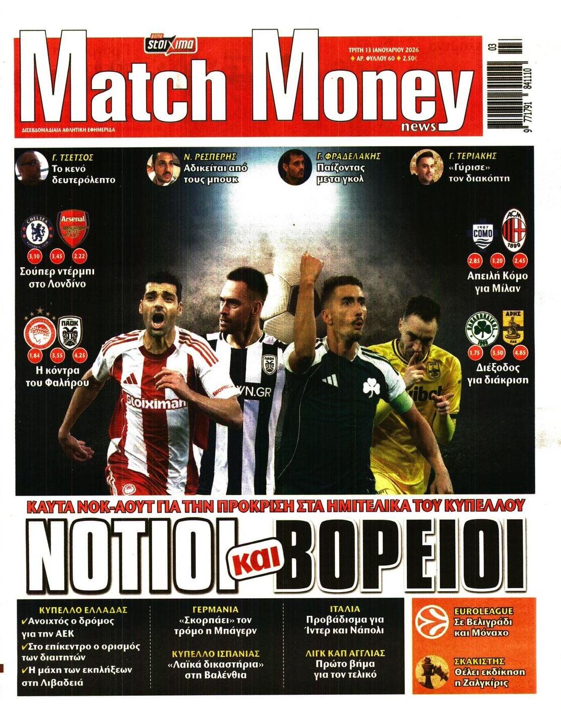 Πρωτοσέλιδο εφημερίδας Matchmoney