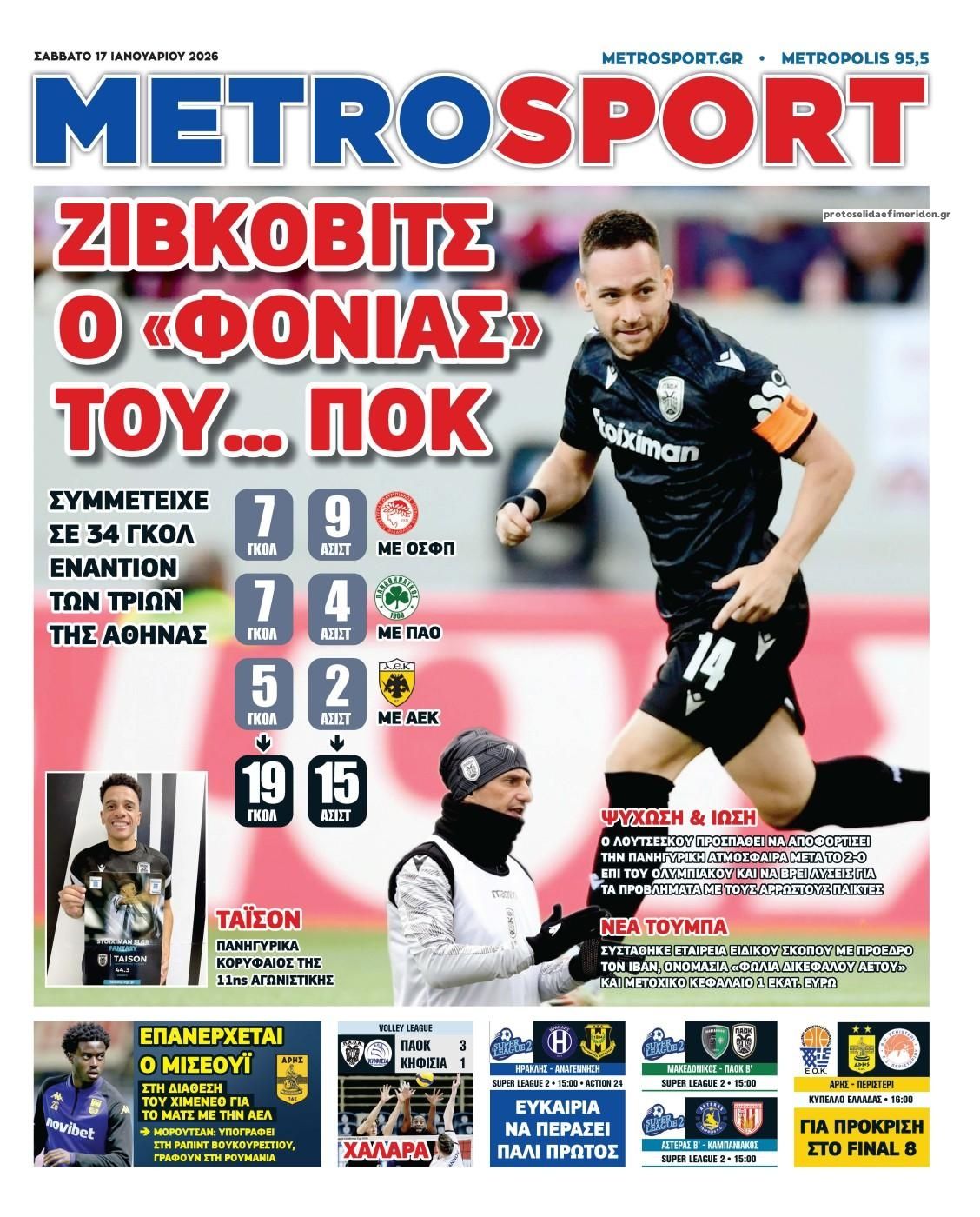 Πρωτοσέλιδο εφημερίδας Metrosport