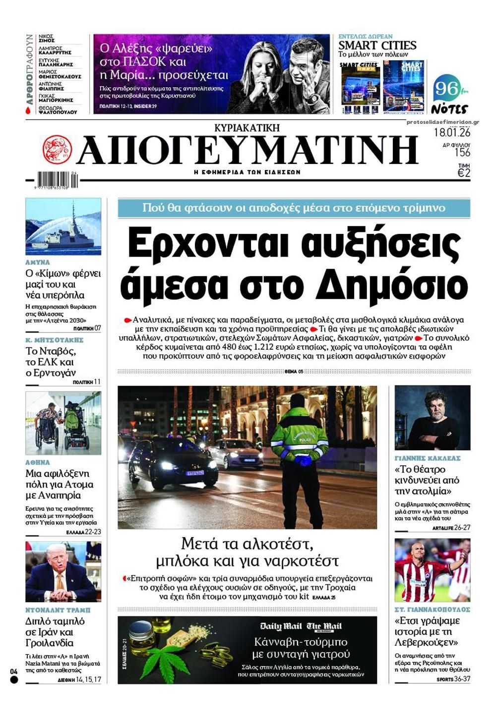 Πρωτοσέλιδο εφημερίδας Απογευματινή