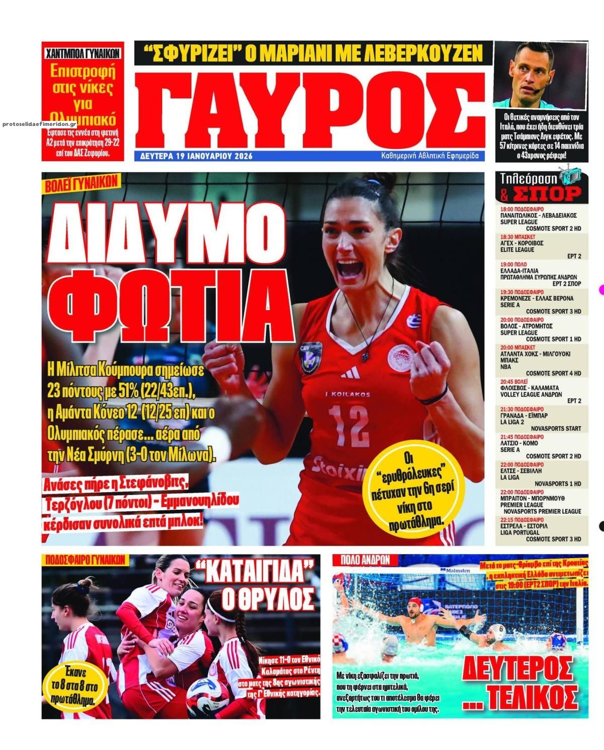 Οπισθόφυλλο εφημερίδας Κόκκινος Πρωταθλητής