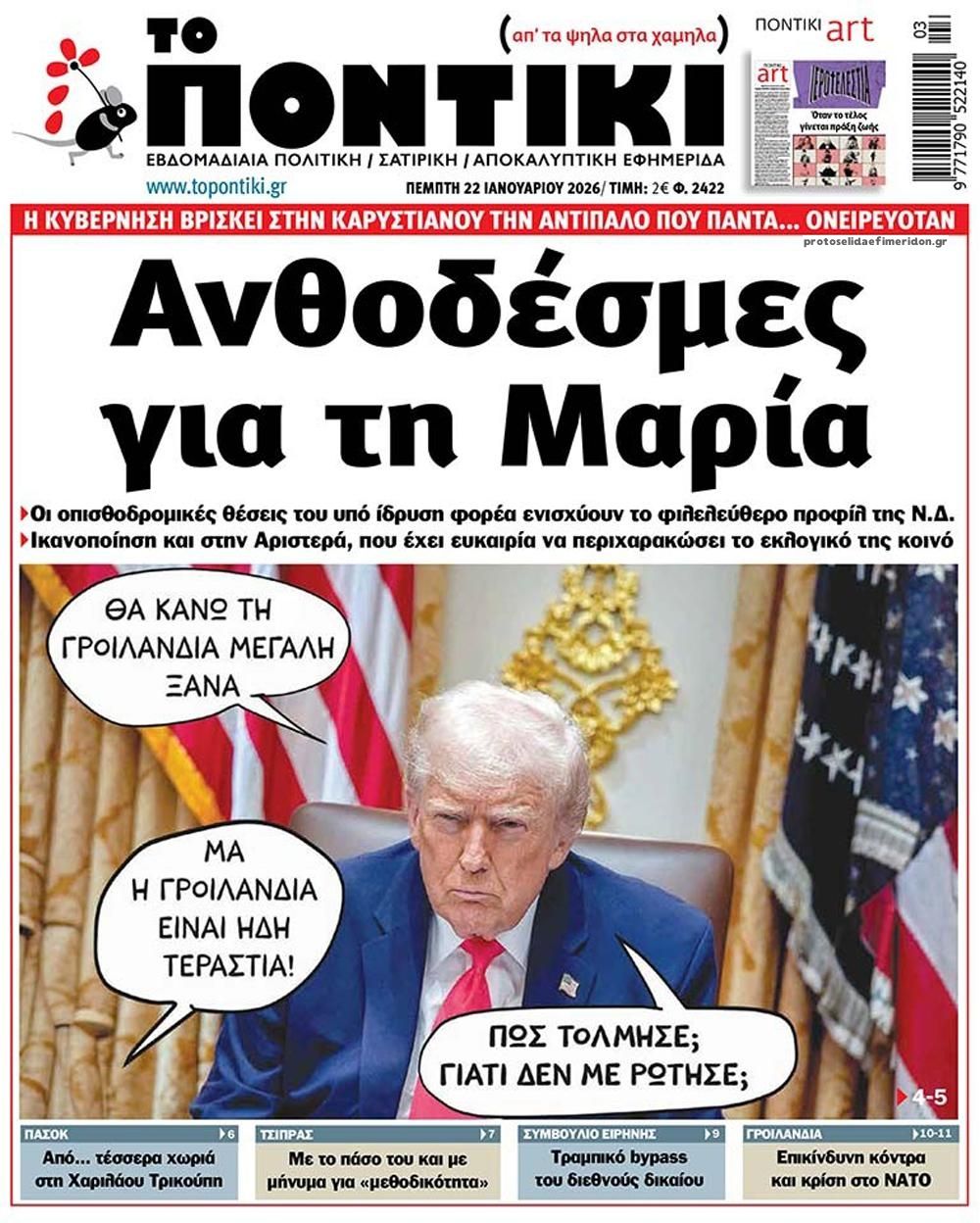 Πρωτοσέλιδο εφημερίδας Το Ποντίκι