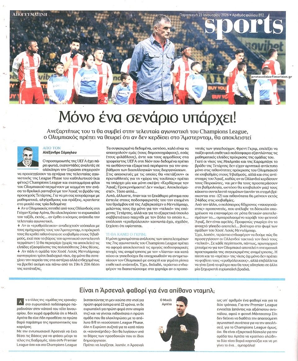 Οπισθόφυλλο εφημερίδας Απογευματινή