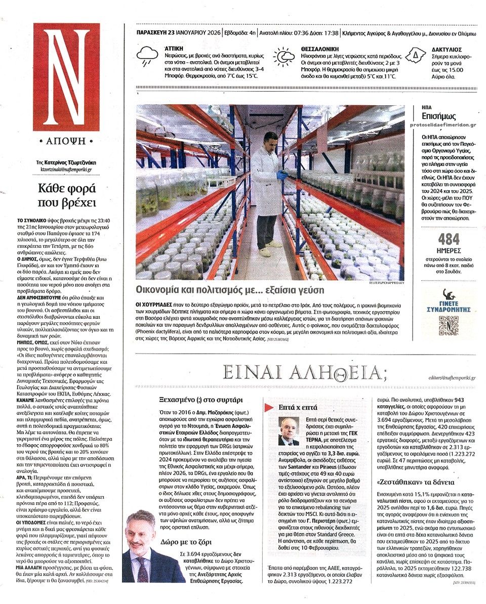 Οπισθόφυλλο εφημερίδας Ναυτεμπορική