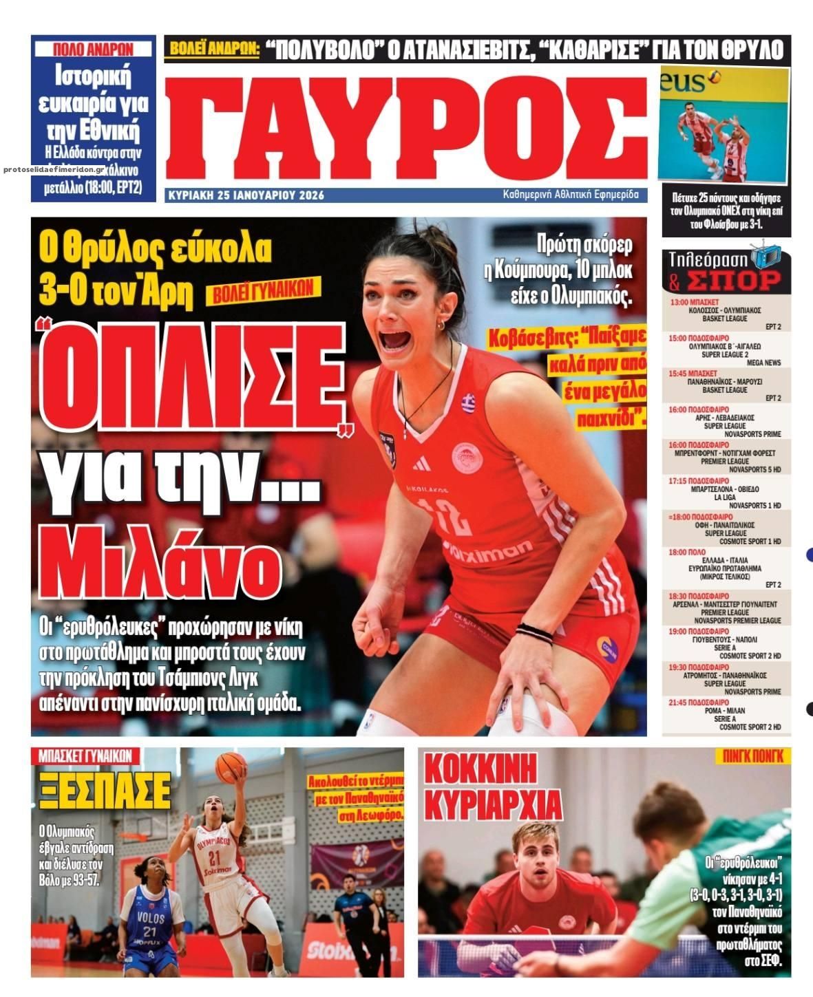 Οπισθόφυλλο εφημερίδας Κόκκινος Πρωταθλητής