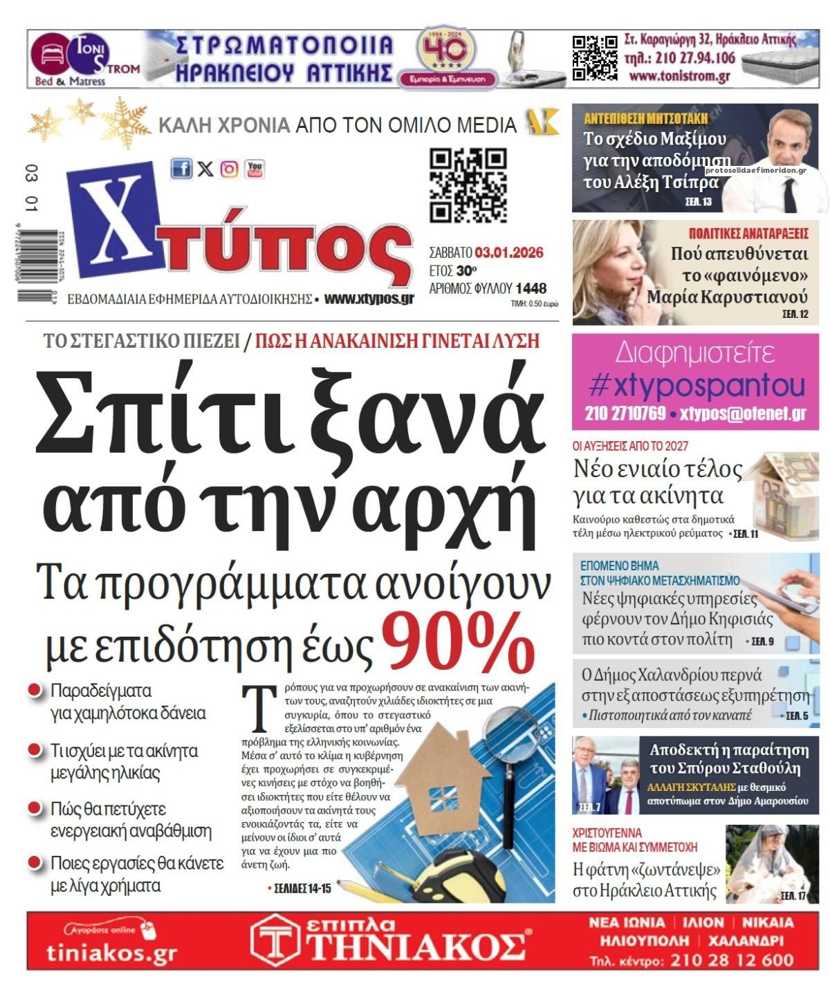 Πρωτοσέλιδο εφημερίδας Χτύπος