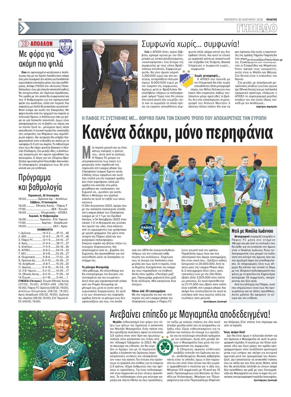 Οπισθόφυλλο εφημερίδας Πολίτης Κύπρου