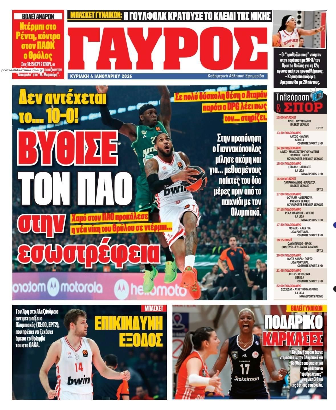 Οπισθόφυλλο εφημερίδας Κόκκινος Πρωταθλητής