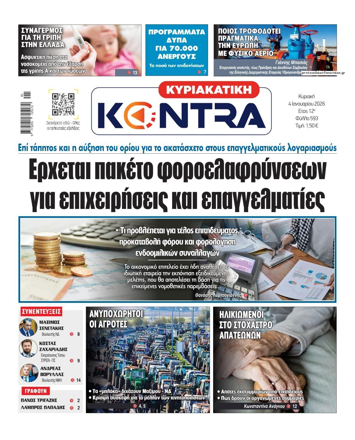 Πρωτοσέλιδο εφημερίδας Kontra News