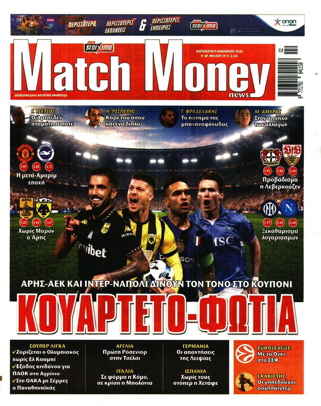 Πρωτοσέλιδο εφημερίδας Matchmoney