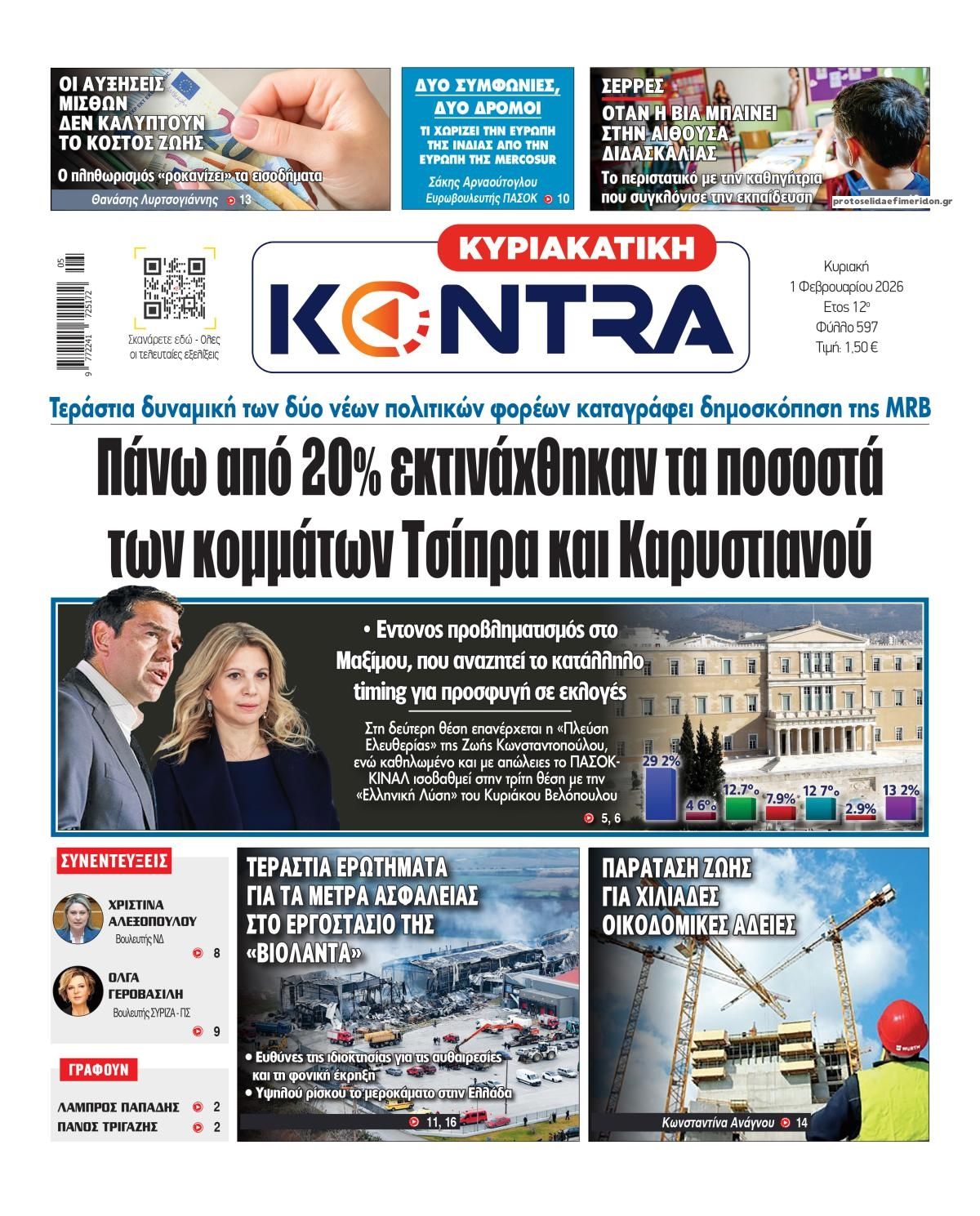 Πρωτοσέλιδο εφημερίδας Kontra News