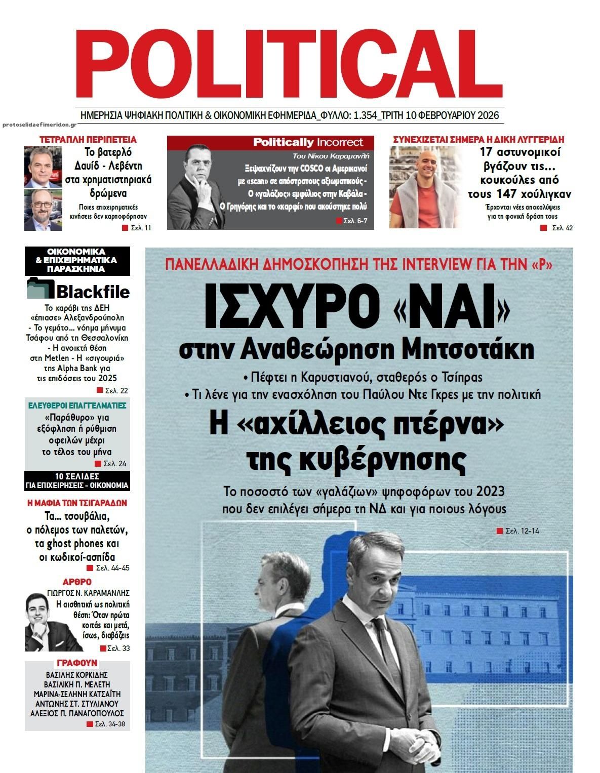 Πρωτοσέλιδο εφημερίδας Political