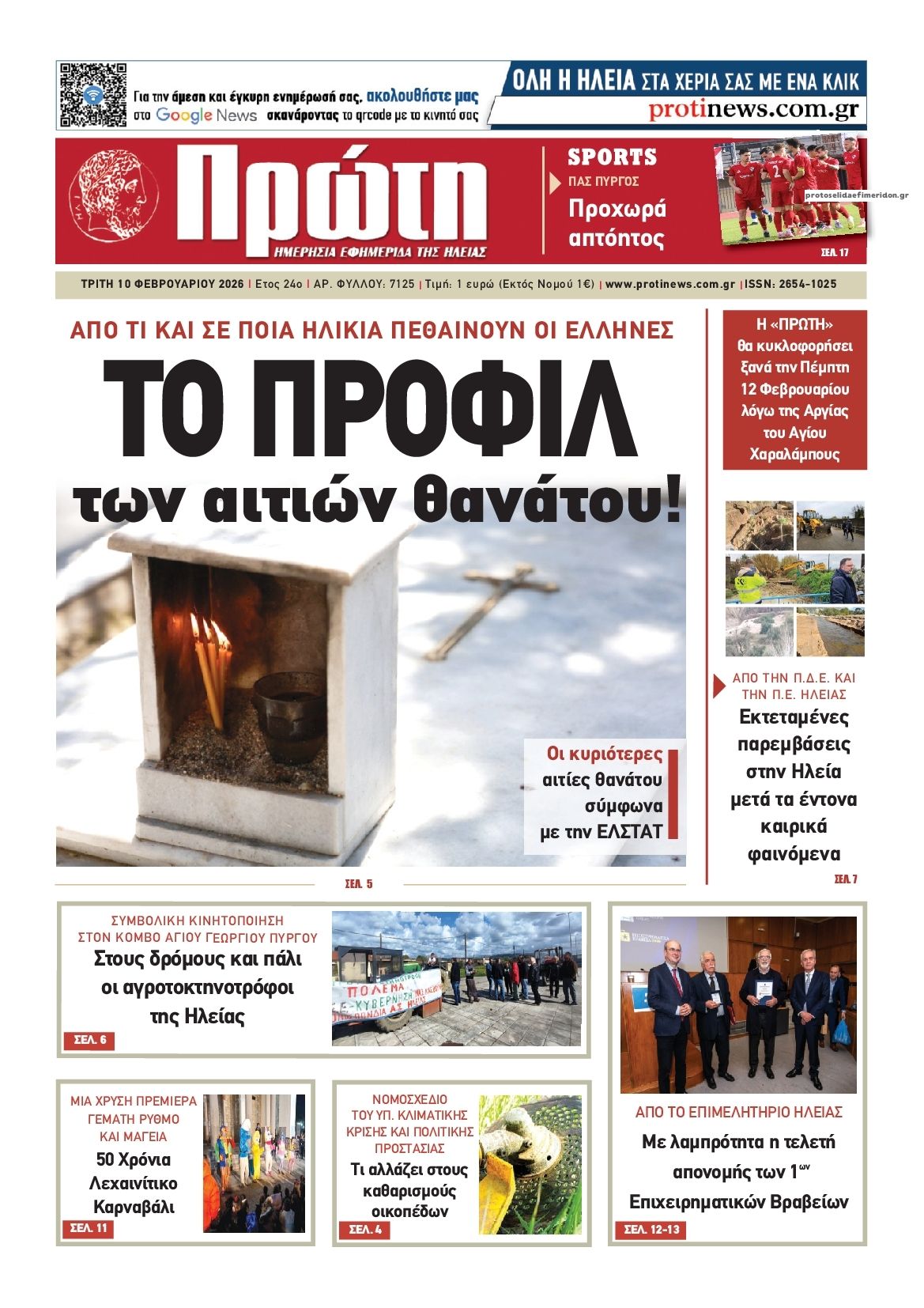 Πρωτοσέλιδο εφημερίδας Πρώτη