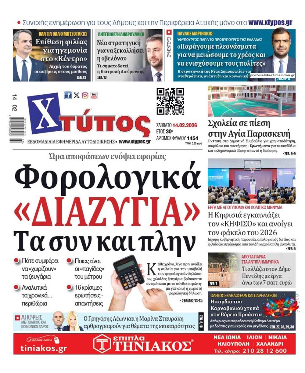 Πρωτοσέλιδο εφημερίδας Χτύπος