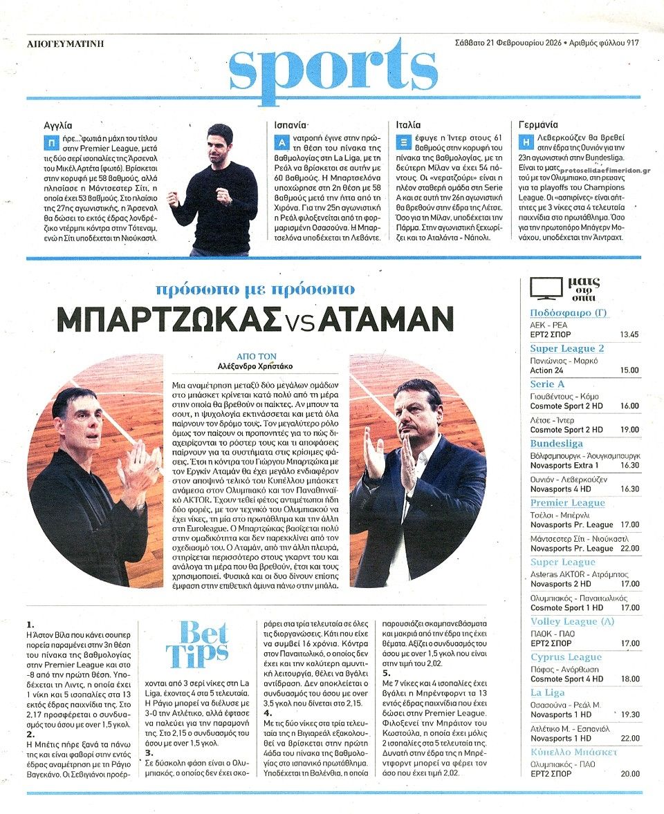 Οπισθόφυλλο εφημερίδας Απογευματινή