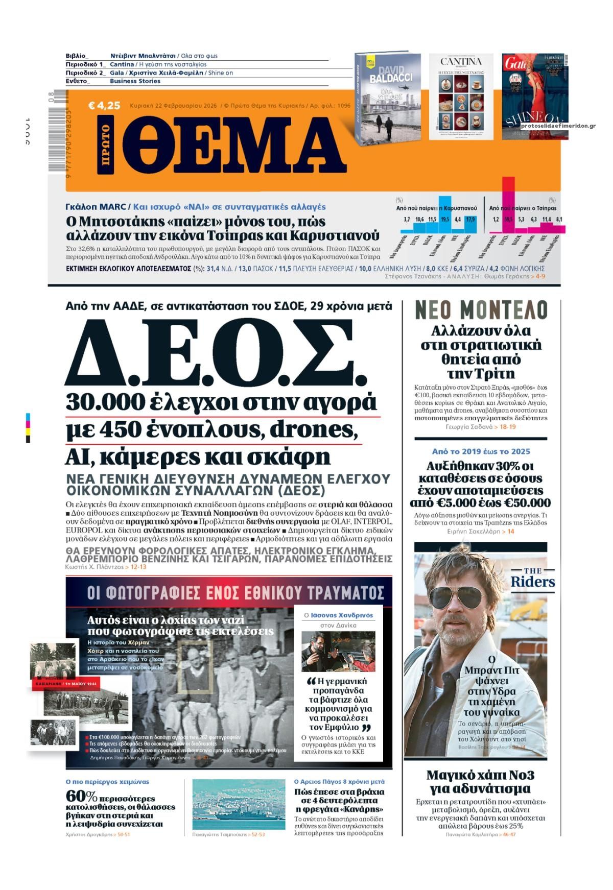 Πρωτοσέλιδο εφημερίδας Πρώτο Θέμα