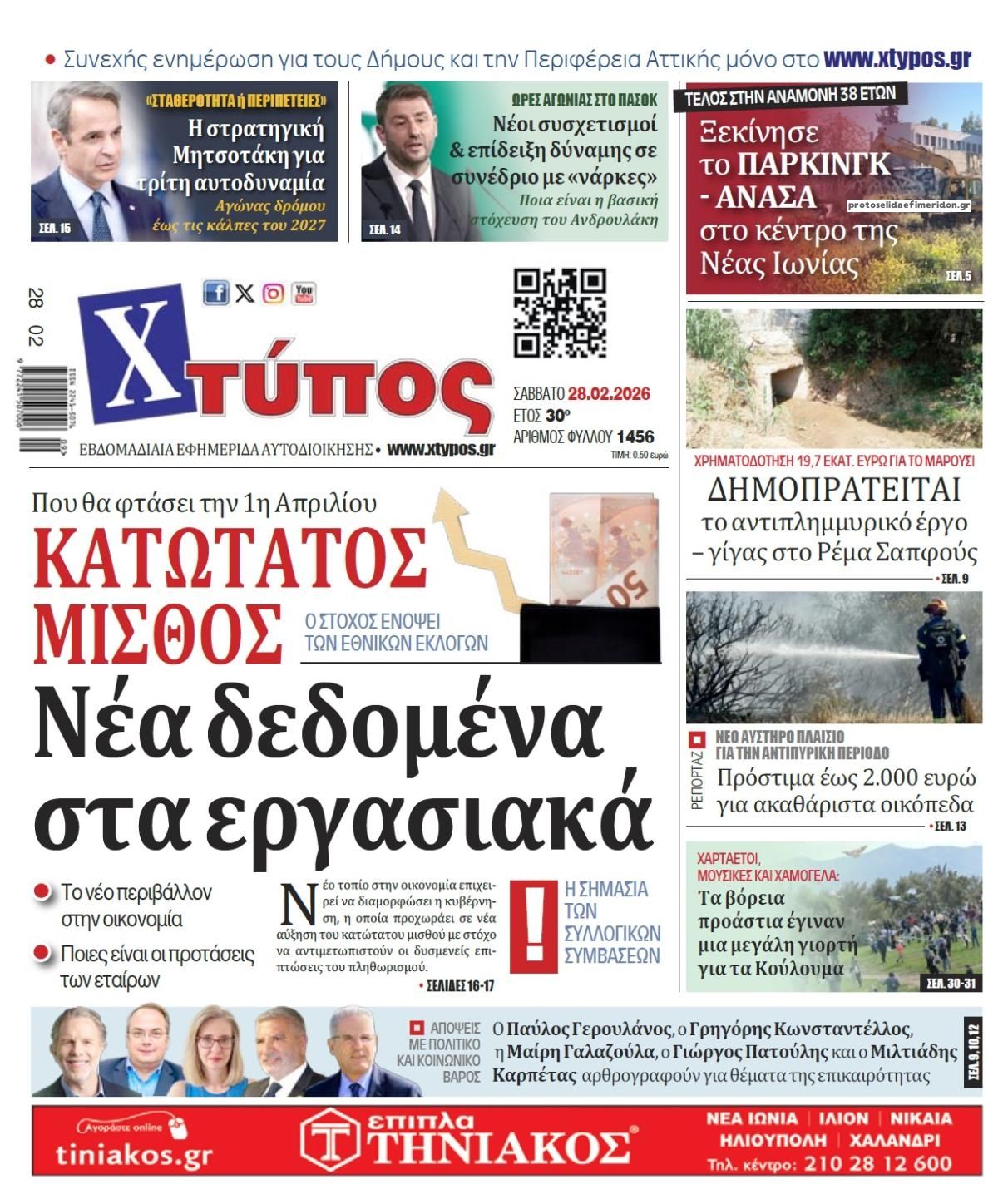 Πρωτοσέλιδο εφημερίδας Χτύπος