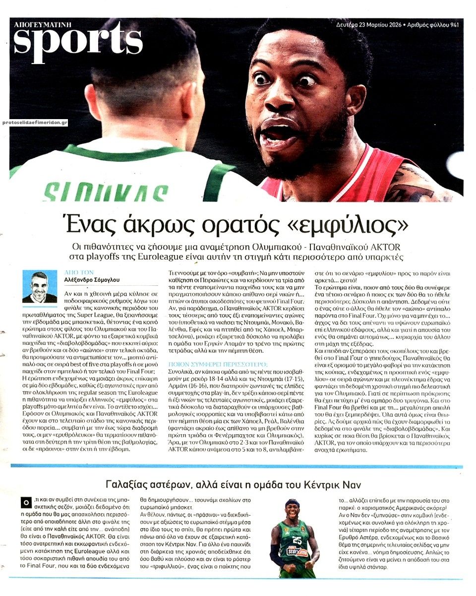 Οπισθόφυλλο εφημερίδας Απογευματινή