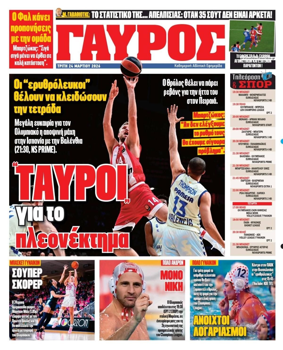 Οπισθόφυλλο εφημερίδας Κόκκινος Πρωταθλητής