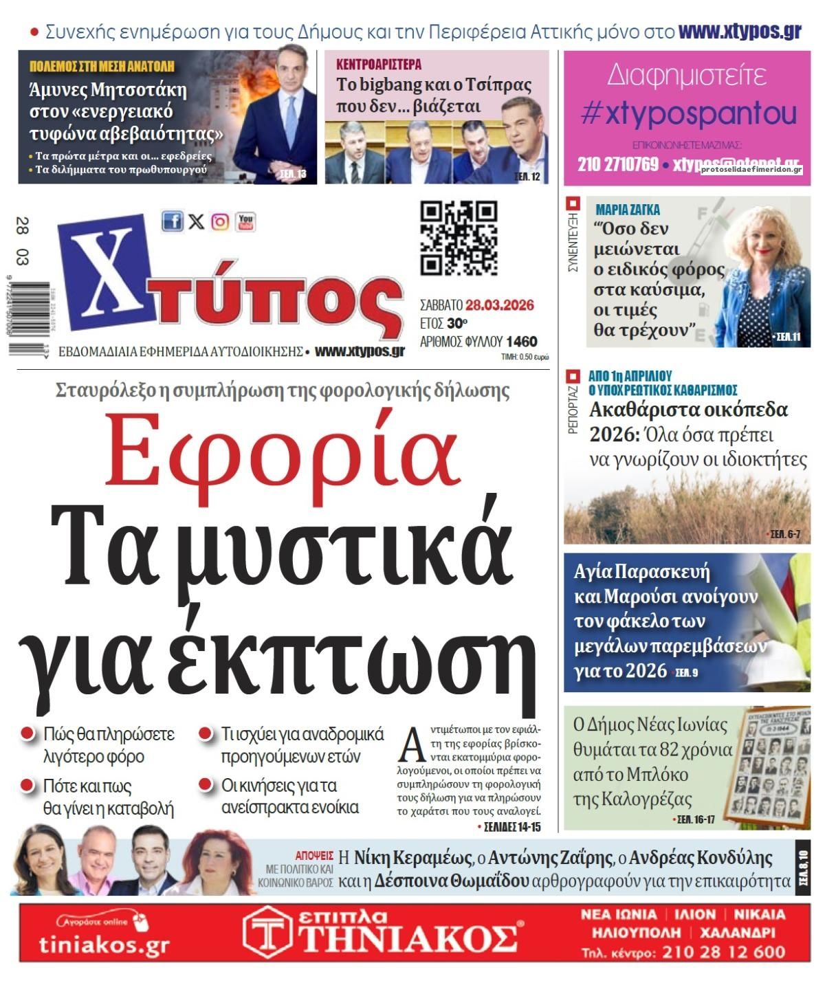 Πρωτοσέλιδο εφημερίδας Χτύπος