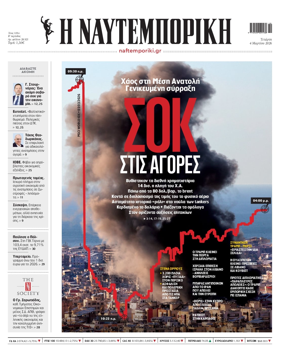 Πρωτοσέλιδο εφημερίδας Ναυτεμπορική