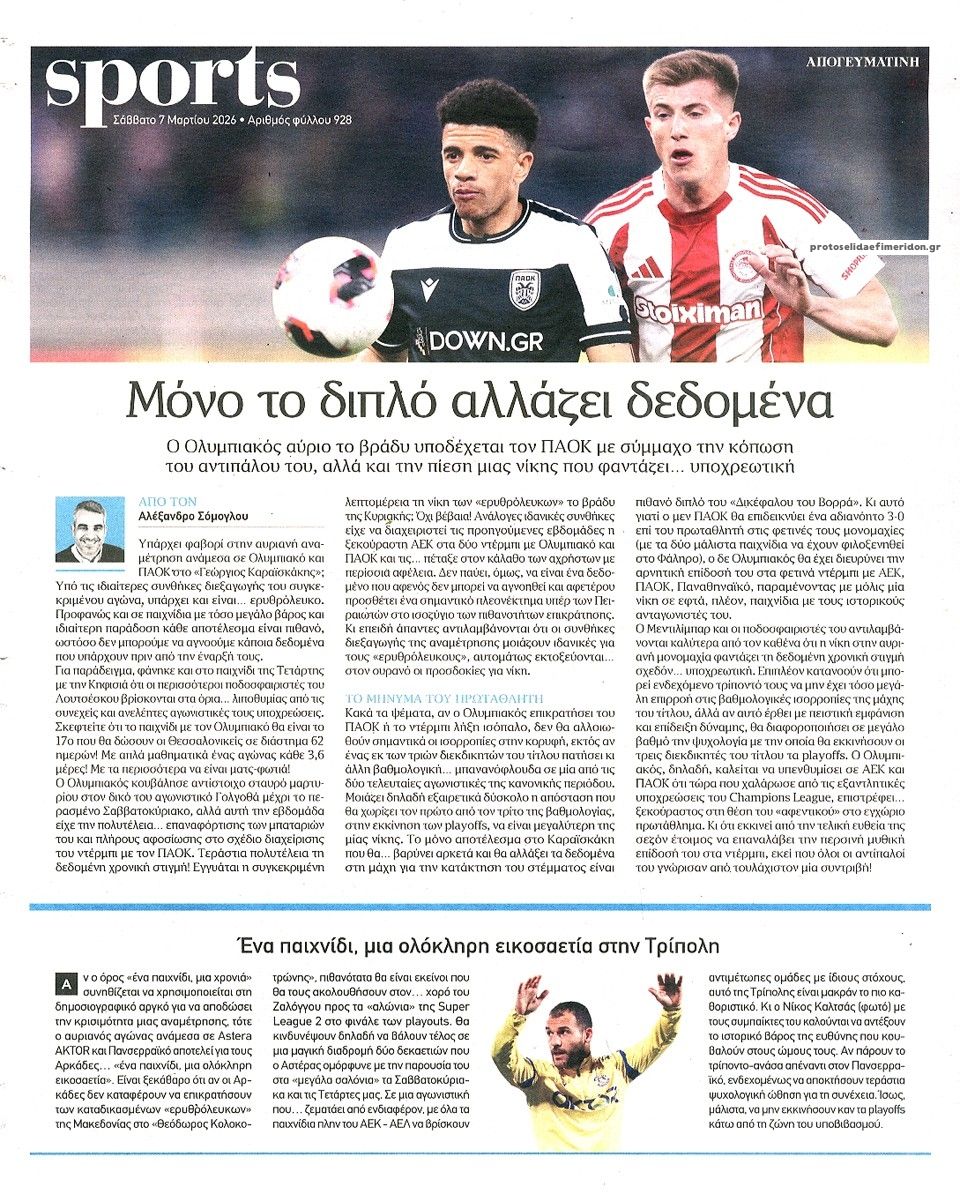 Οπισθόφυλλο εφημερίδας Απογευματινή