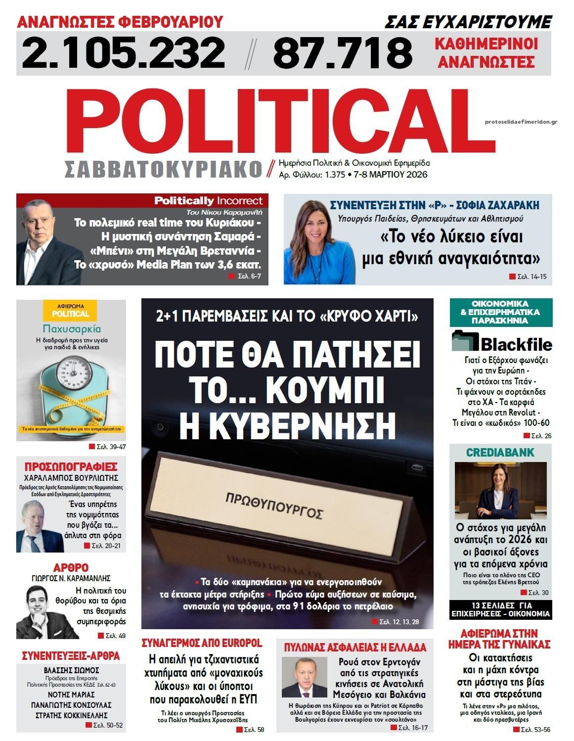 Πρωτοσέλιδο εφημερίδας Political