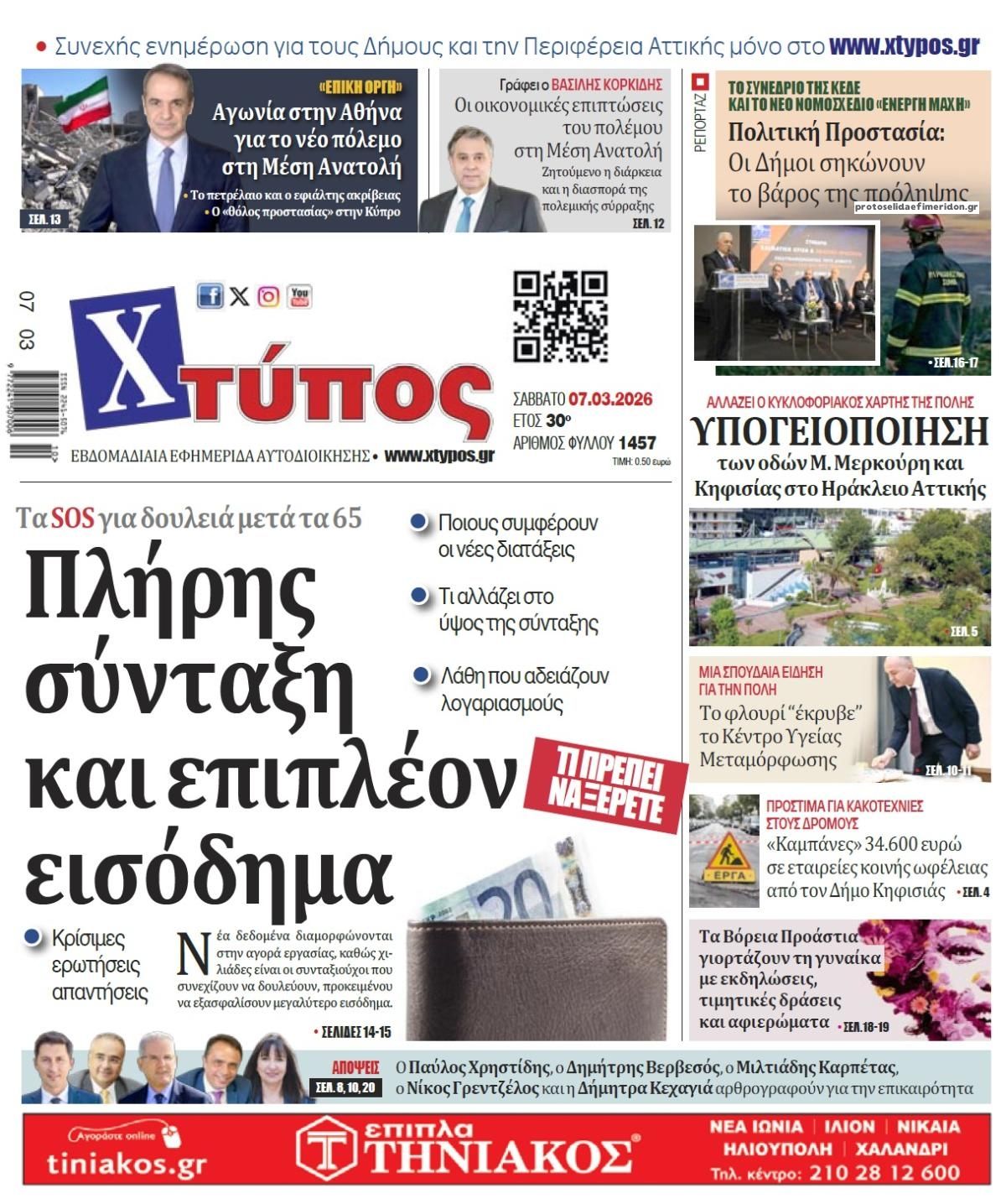 Πρωτοσέλιδο εφημερίδας Χτύπος